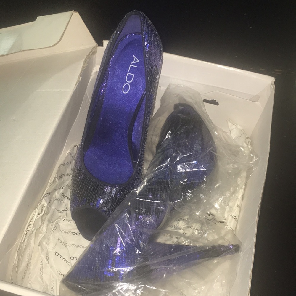 Dazzling sequin Aldo peep-toe heels